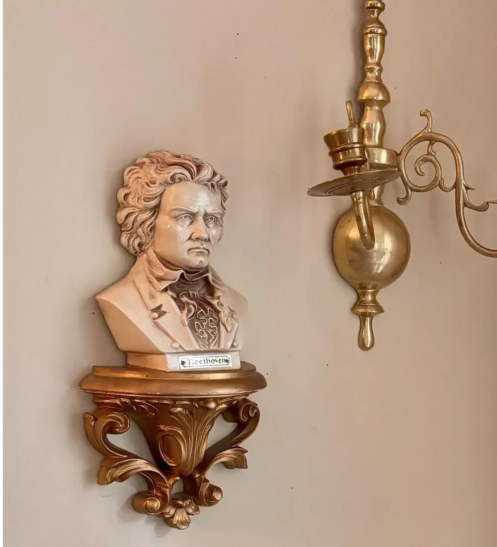 Beethoven Bust Wall Shelf Burwood Products #491-2 Gold Sconce Sitter 11 inches